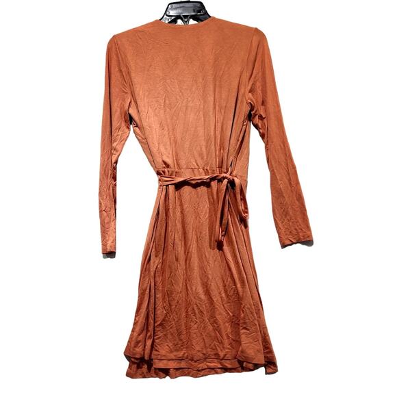 LOFT Ann Taylor Women's Rust Long Sleeve Wrap Dress Sz M - Picture 2 of 3